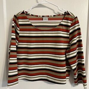 Hurley Women's Long Sleeve Striped Top - Red, Black, White, Green